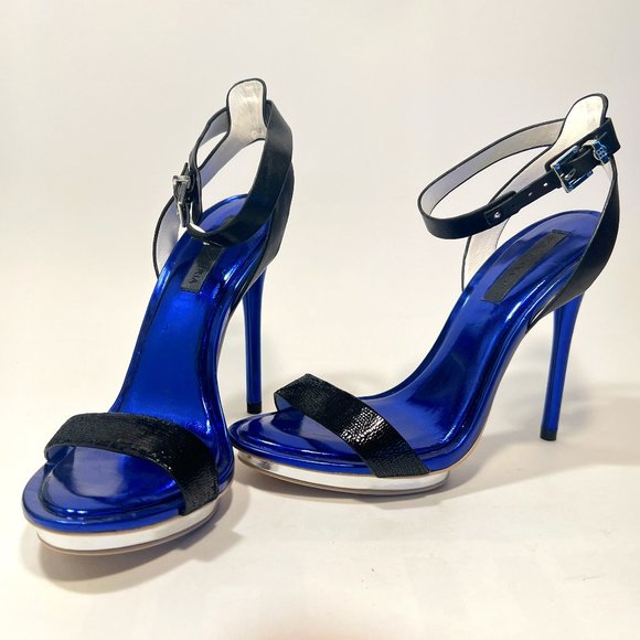 BCBGMaxAzria MA-FINITE Metallic Blue Stiletto Heels  - Womens Size 9B - Picture 1 of 9